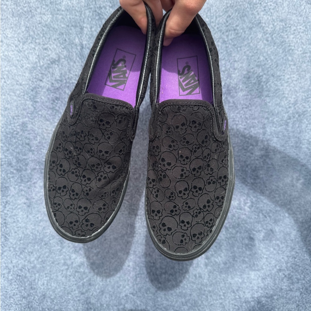 Vans Black Skull Slip-On Shoes
